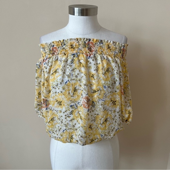 Joie floral printed flocked dot chiffon top 578 - Picture 2 of 9